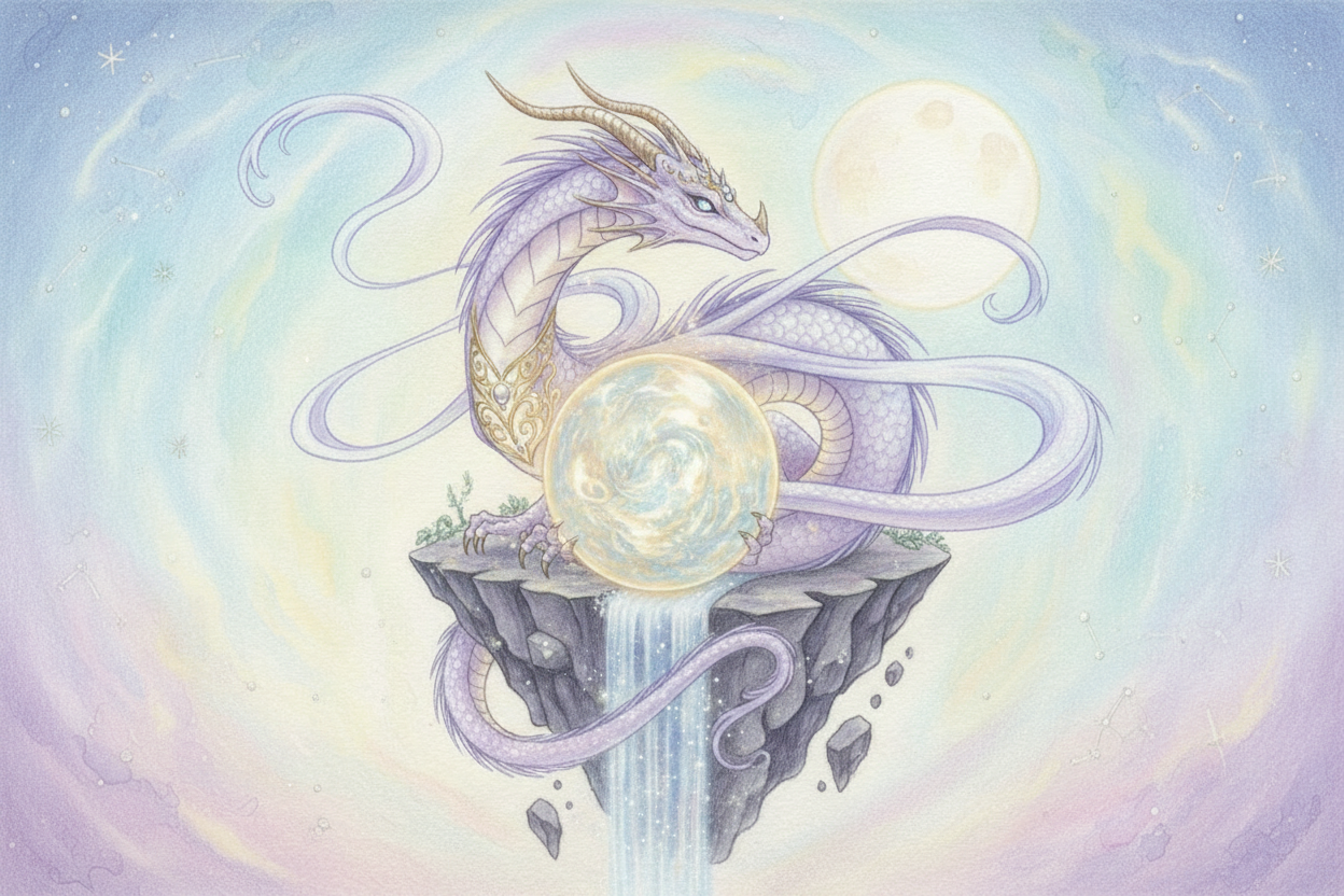 Light Purple Dragon with Crystal Ball